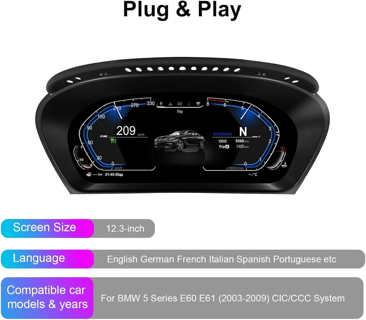 Speedometer Instrument for BMW E70 E71 2006-2013 CCC CIC,12.3 inch Linux System Original Car Information Display Digital Cluster Dashboard Screen