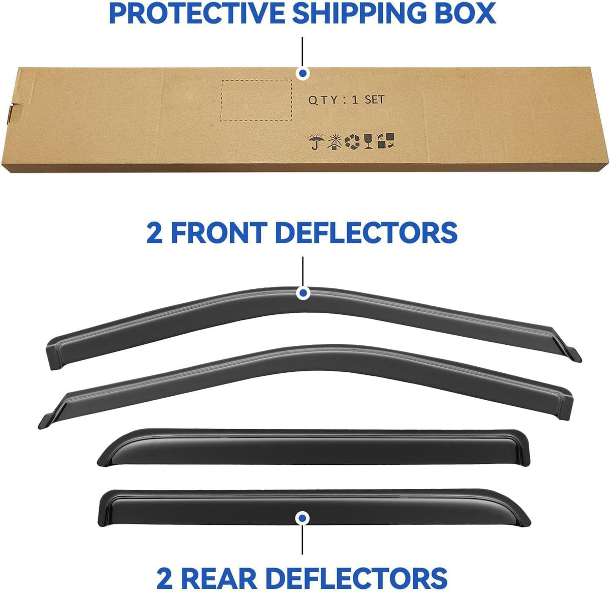 Window Visors Rain Guards for 2015-2025 Ford F150 SuperCrew, Out-Channel Sun Rain Shades Window Vent Deflectors for 2017-2025 F-150 Raptor F250 F350 F450 F550 Super Duty Crew Cab, for Full-Size Cabs