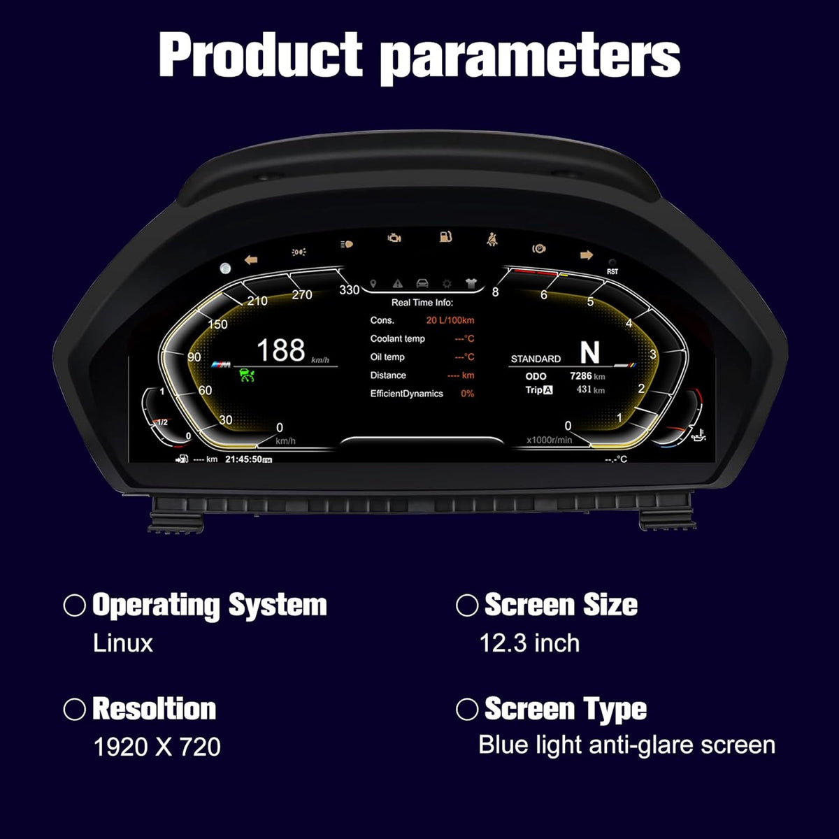 Speedometer Instrument for BMW F30 F36 2013-2020ļ¼12.3 inch Linux System Original Modern Car Odometer Information Head up Display Digital Cluster Electronic Gauge Dashboard Screen