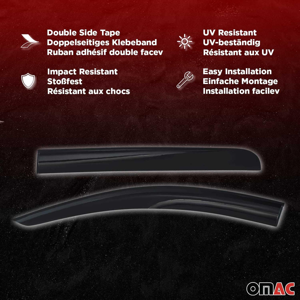 OMAC Window Visor Vent Rain Guard Deflector for Mercedes Metris 2016-2024 Smoke 2X