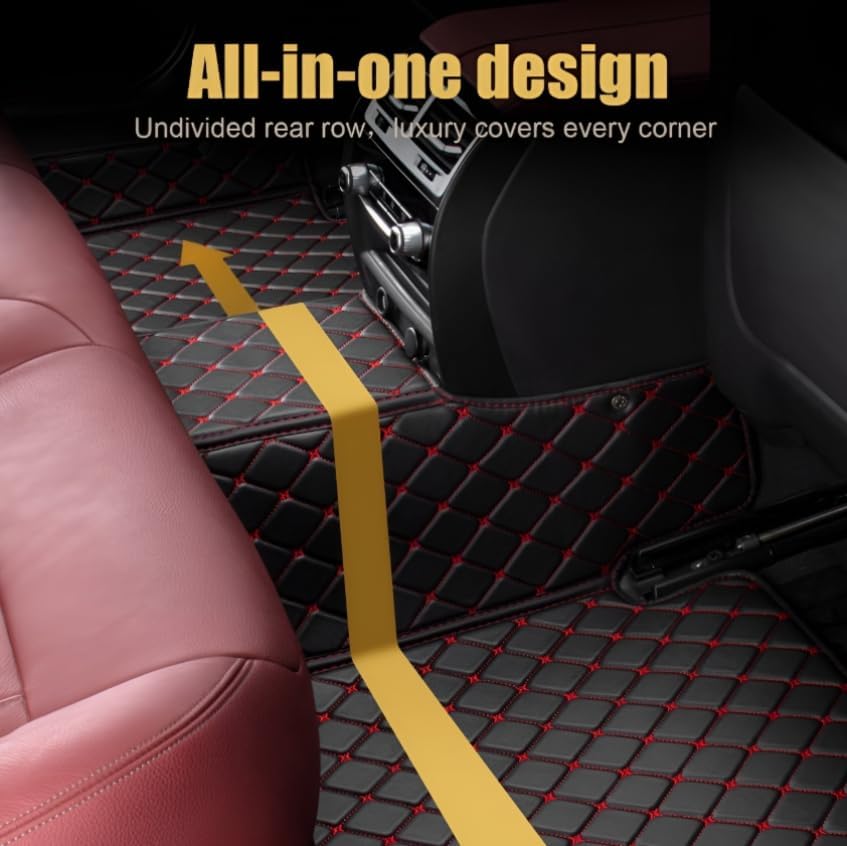 Add Personal Touch to Your Vehicle with IMEISH Customizable Logo Text Car Mats for 99% of vehiclesPads Protection Non-Slip Leather Floor Liners (Pink and Black Beige)