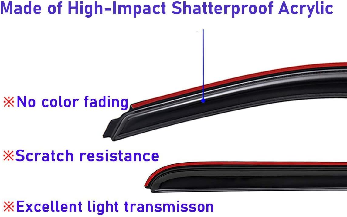 Lightronic Extra Durable Clip-on in-Channel Auto Vent Window Visor, Fits 2013-2022 Buick Encore (Not Fit GX), 2013-2022 Chevrolet Trax, UV Protection Rain Guard, Original Wind Deflector, Smoke, 4Pcs