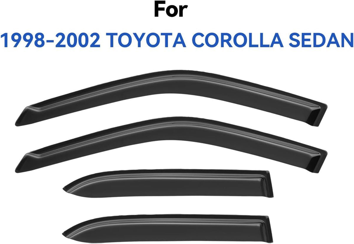 Window Visors Rain Guards Shield for 1998-2002 Toyota Corolla Sedan, Out-Channel Window Vent Wind Deflectors Visors Shades for 98-02 Corolla