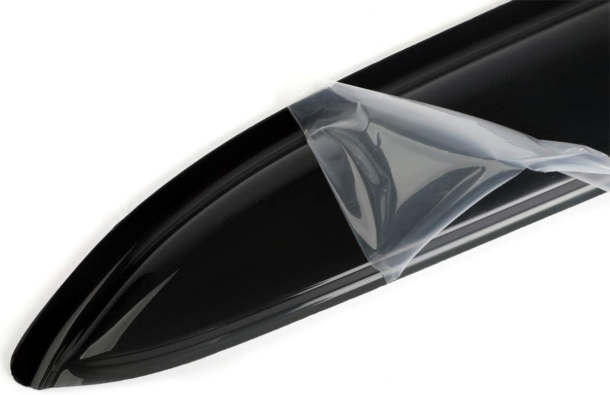 Side Window Deflector Visor fit for 2005-2022 Nissan Frontier Crew cab (with 4 Full Size Doors),Outside Mount Tape-on Shatterproof Rain Guard,4pcs Dark Smoke Nice Looking Window Shades 94407