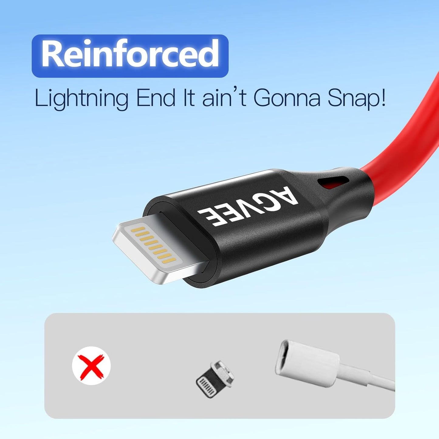AGVEE 3ft Coiled Short USB to Lightning Charging Cable [MFI Certified] 3A Fast Charger Cord in Car for iPhone 14/13/12/11/XS/8/7/6/5 CarPlay, iPad, iPod, Red