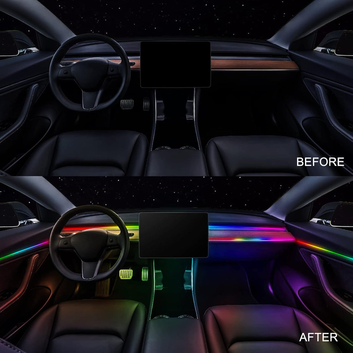 Dreamcolor Acrylic Interior Car LED Strip Light 43-inch, which fit for dreamcolor Main Controller Connects and sub-Controller kit (not Including), Not Applicable dreamcolor 5 in 1(Single Controller)