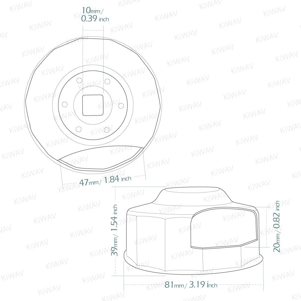 KiWAV Oil Filter Cap Wrench Tool compatible for 1984-2021 Harley Spin-on Oil Filters (Except '15-later XG) Twin Cam Oil Filters with 76 x 14 Flutes (Crank Sensor)