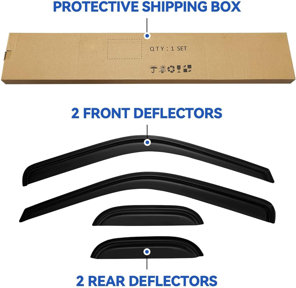 Window Visors Rain Guards for 1999-2016 Ford F250 F350 F450 Super Duty SuperCab, Out-Channel Window Vent Wind Deflectors Visors Shades for 99-16 F-250 F-350 F-450 Extended Cab