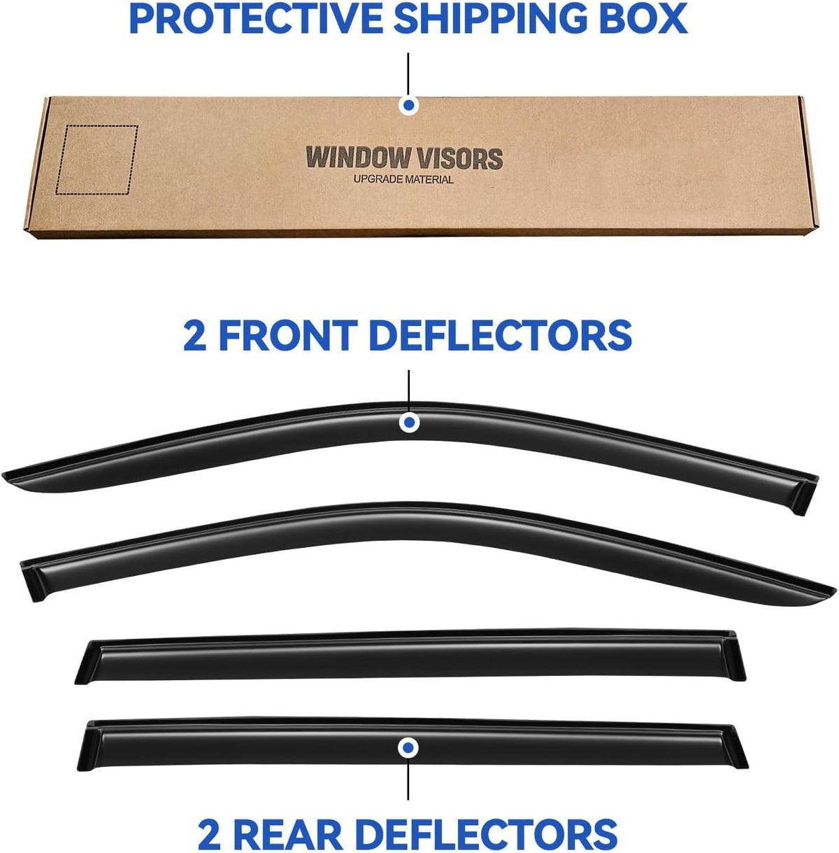 Window Visors Rain Guards for Honda Pilot 2016 2017 2018 2019 2020 2021 2022, Out-Channel Window Vent Wind Deflectors Visors Shades for 16-22 Pilot (Excludes Touring Models)