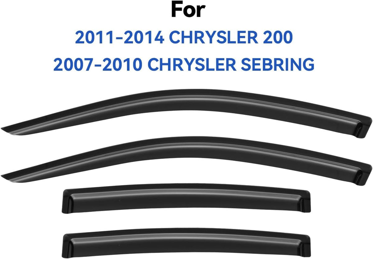 Window Visors Rain Guards for 2011 2012 2013 2014 Chrysler 200, Out-Channel Window Vent Wind Deflectors Visors Shades for 2007-2010 Chrysler Sebring