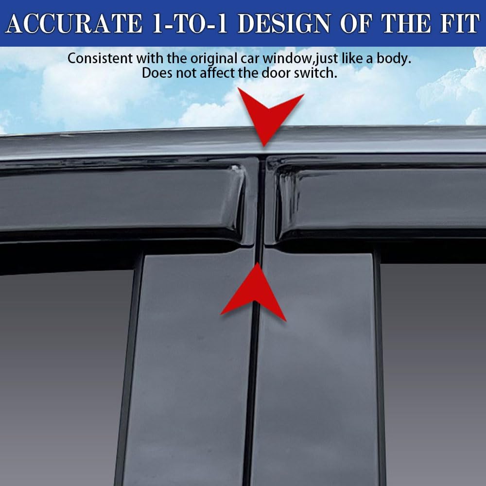 Rain Guards for Honda Pilot 2009-2015, Tape-on Side Window Deflectors, Window Visors for Honda Cars, 4 Rain Guards & 4 Car Coasters