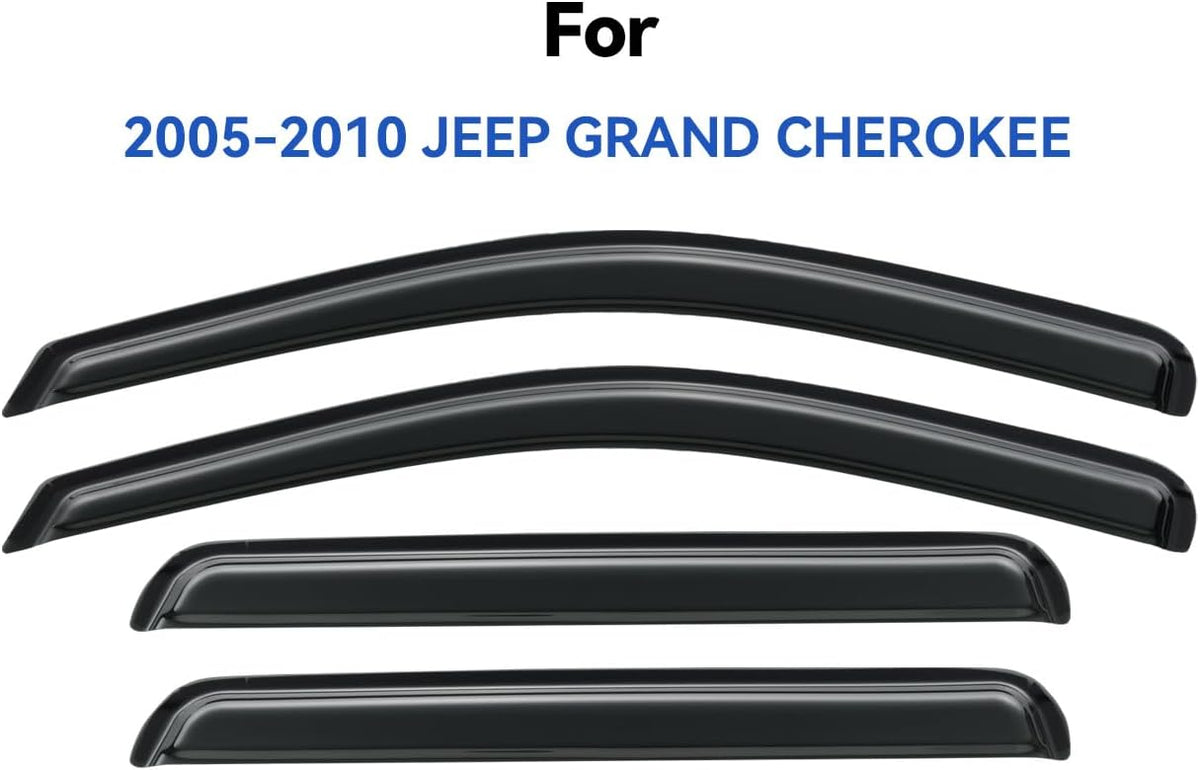 Window Visors Rain Guards Shield for 2005-2010 Jeep Grand Cherokee, Out-Channel Window Vent Wind Deflectors Visors Shades for 05-10 Grand Cherokee