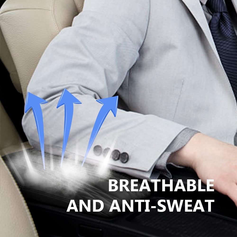 2025 Upgrade Universal Style Memory Cotton Car Armrest Box Pad,New Leather Car Armrest Box Pad Car Center Console Cover Pad,Vehicle Seat Box Cushion Protector for SUV Truck (Beige, Angle Pattern)