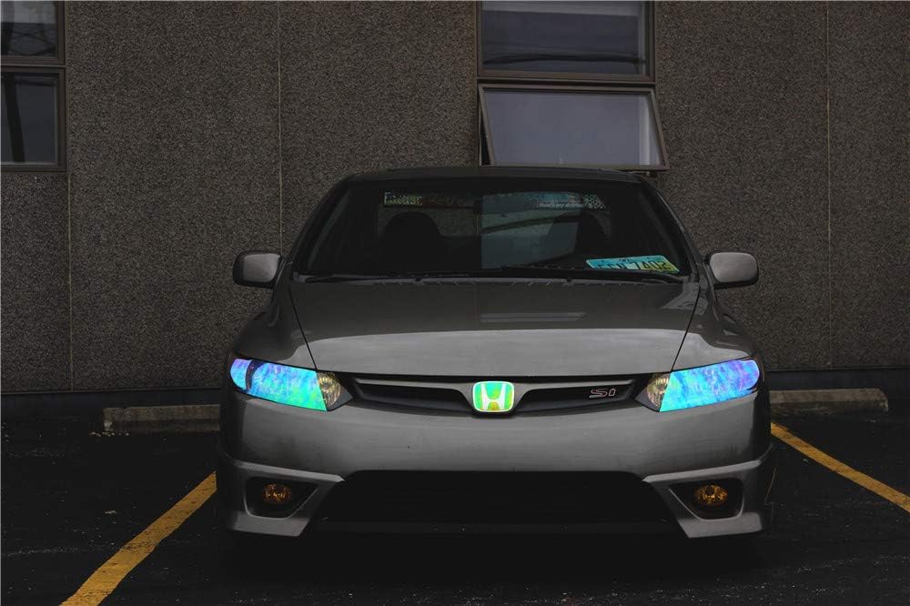 12 by 48 inches Self Adhesive Shiny Chameleon Headlights Tail Lights Fog Lights Films,Film Sheet Sticker,Tint Vinyl Film with Gift Knife and Hand Tool (Light Blue)