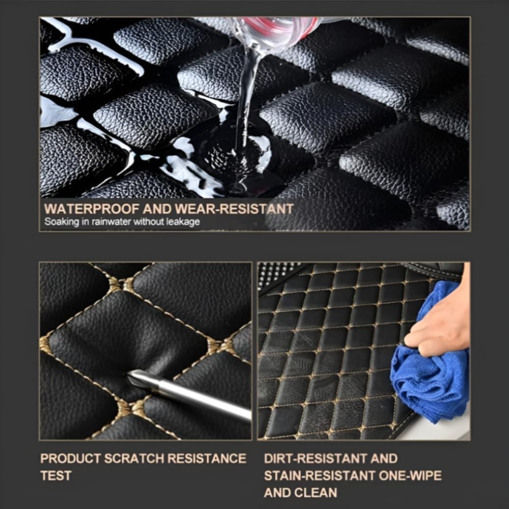 Add Personal Touch to Your Vehicle with IMEISH Customizable Logo Text Car Mats for 99% of vehiclesPads Protection Non-Slip Leather Floor Liners (Pink and Black Beige)
