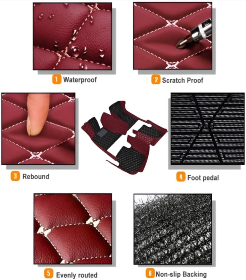 Add Personal Touch to Your Vehicle with IMEISH Customizable Logo Text Car Mats for 99% of vehiclesPads Protection Non-Slip Leather Floor Liners (Brown Stripe)