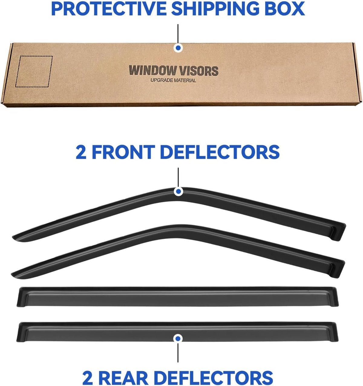 Window Visors Rain Guards Shield for 2009-2019 Ford Flex, Out-Channel Window Vent Wind Deflectors Visors Shades for 09-19 Ford Flex
