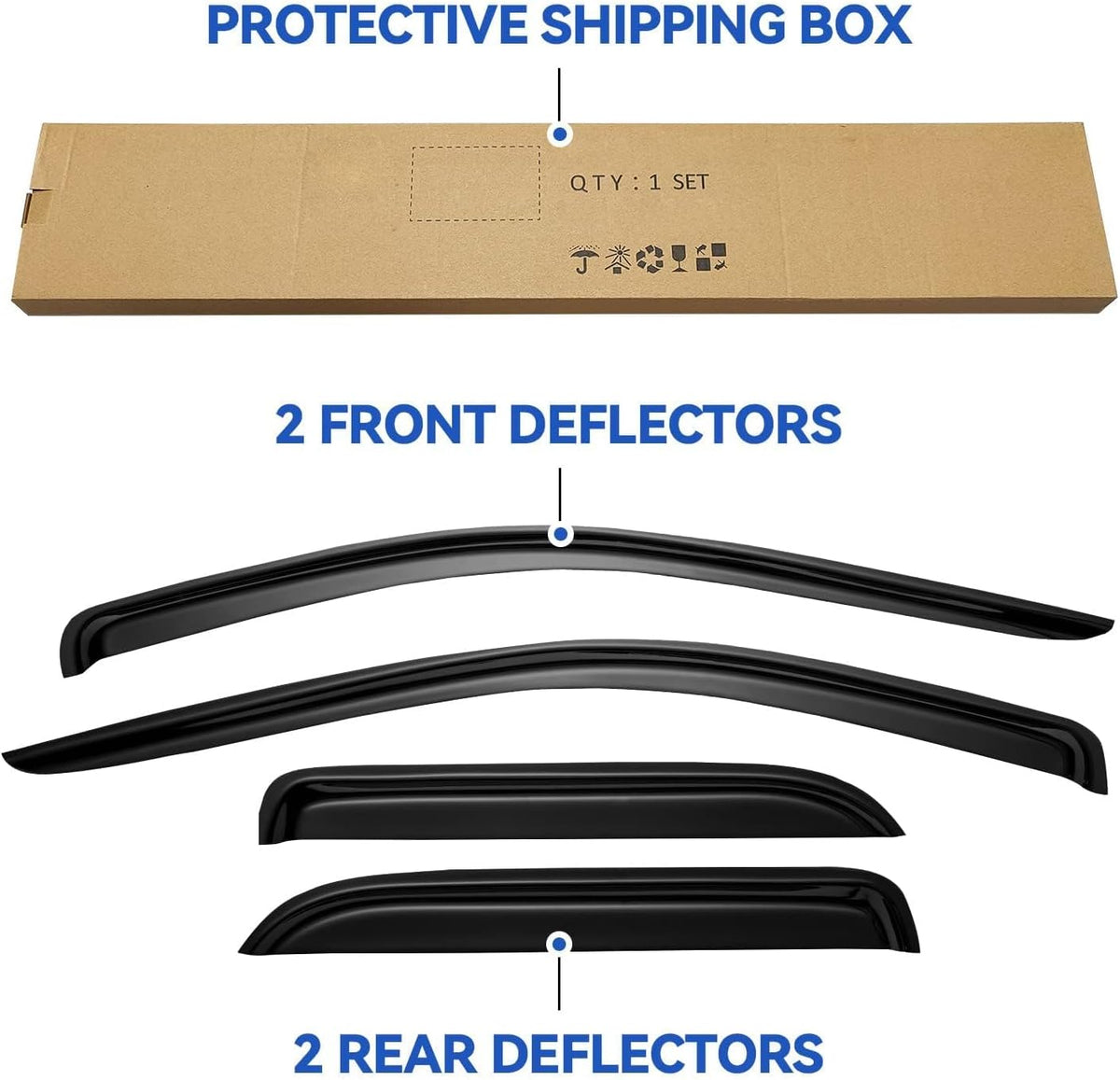 Window Visors Rain Guards for 2002-2008 Dodge Ram 1500 Quad Cab/Extended Cab, Window Vent Wind Deflectors Visors Shades for 03-09 Dodge Ram 2500 3500 Extended Cab