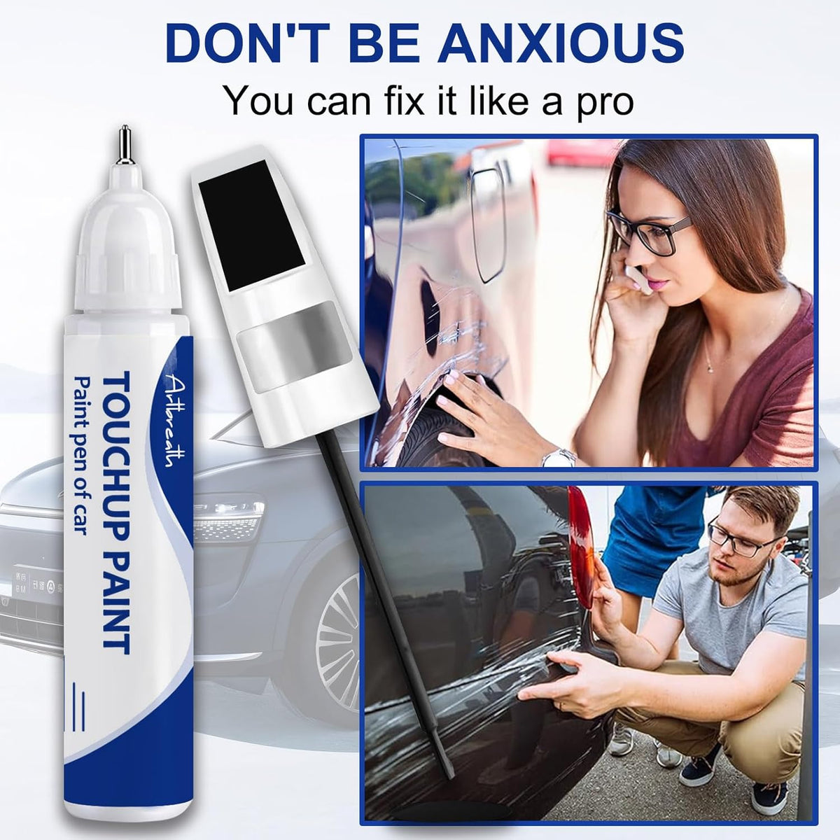 Star White Metallic Tricoat(AZ) Touch Up Paint for Ford -Exact Match–Chips and Nicks Car Paint Scratch Repair Kit Automotive Paint Pen for F-150/Mustang/Transit/Explorer/Ranger/Escape/Edge