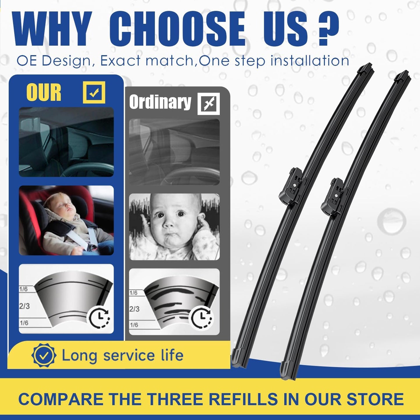 2 Wipers Factory Replacement For VW Volkswagen Atlas 2018 2019 2020 2021 2022 Original Equipment Windshield Wiper Blades Set 26"+22" (Set of 2) Top Lock