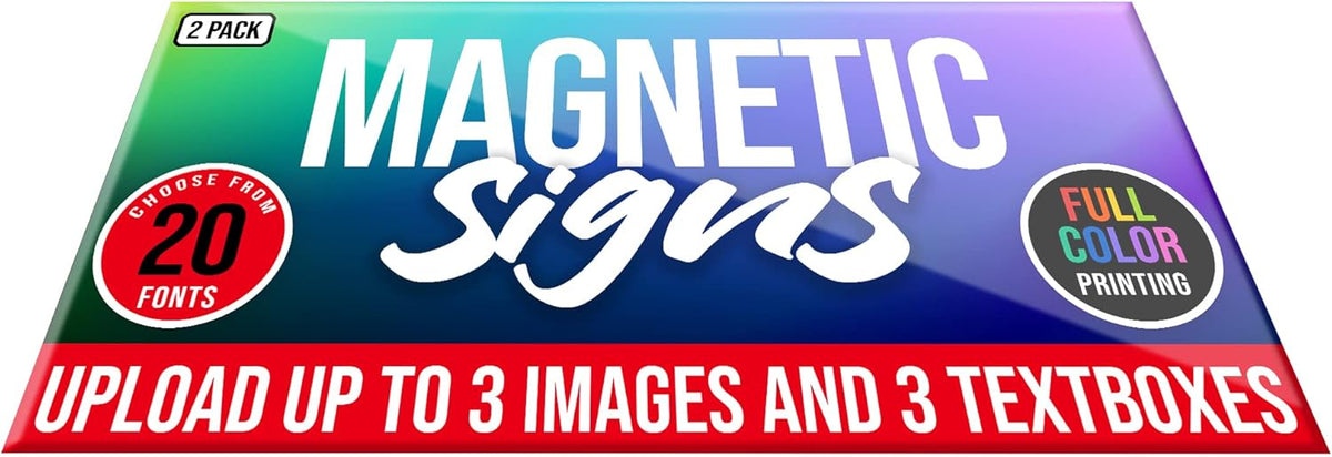 2 Pack, Personalized Magnetic Signs for Vehicles, Custom Car Magnets for Businesses, Customized Full Color Magnetic Truck Signs, 12x24 Car Magnet Signs (Design C)