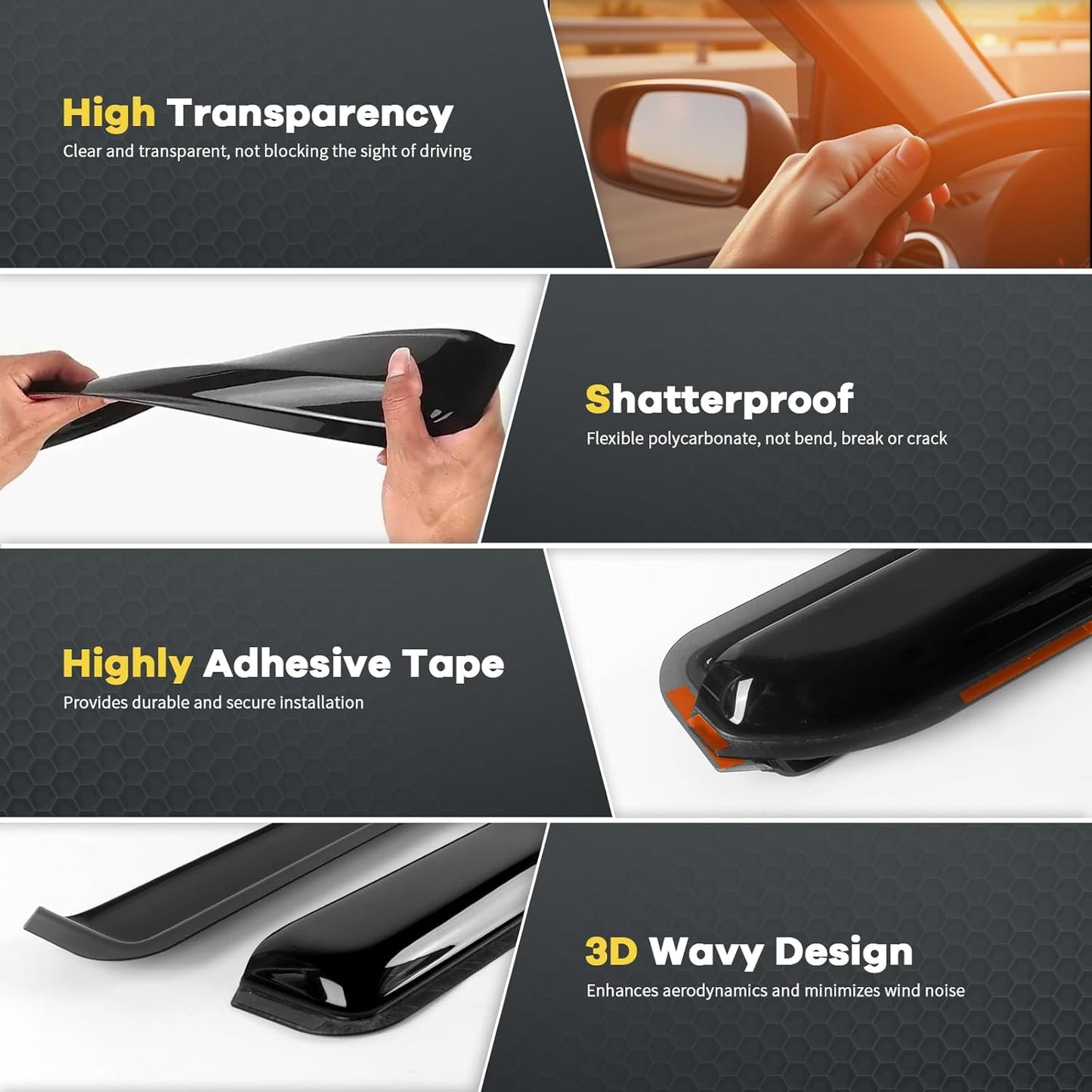 4 PCS in-Channel Window Rain Guards Fit for 2013-2018 Toyota RAV4, Smoke Tinted Vent Window Visors, Side Window Deflectors, Sun Visors Vent Shade, 2013 2014 2015 2016 2017 2018