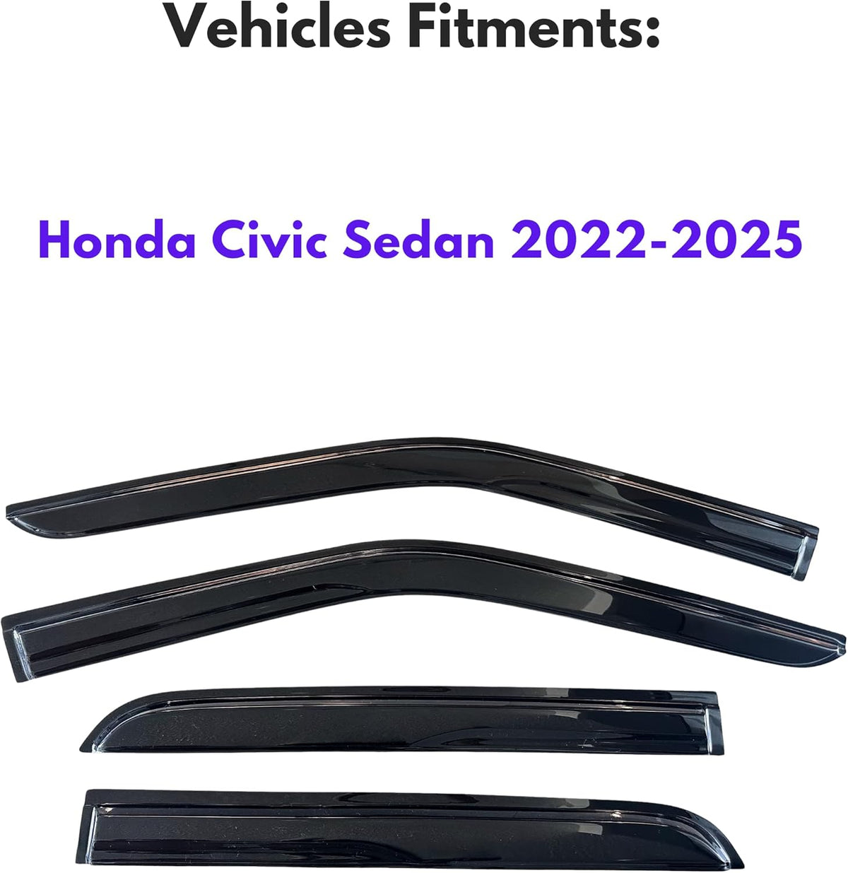 KPY Window Visor Compatible with Honda Civic Sedan 2022-2025, 4PC Rain Guard Side Window Vent Deflectors Tape-On Mugen Style, 2022 2023 2024 2025