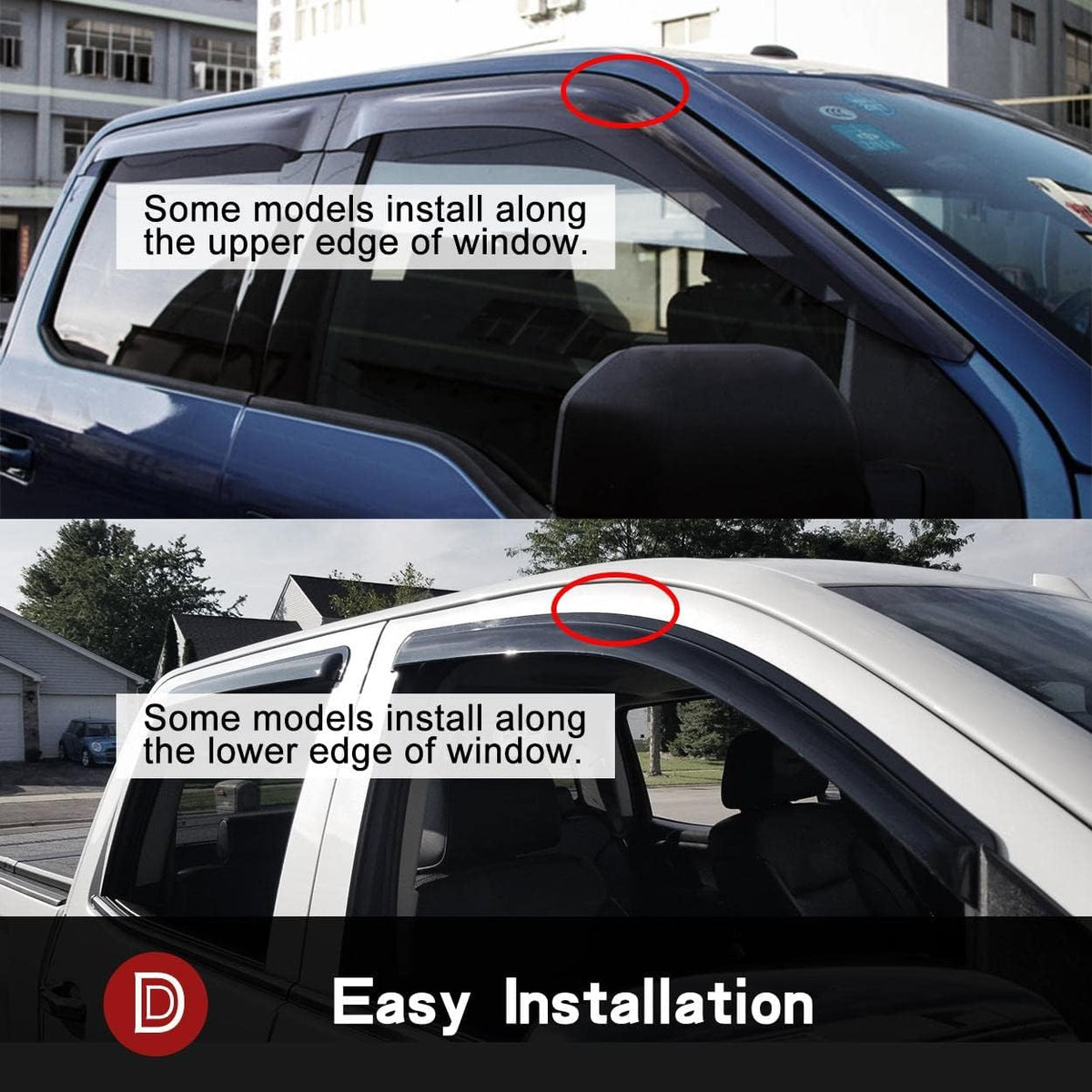 Side Rain Guards, 4pcs Out-Channel Nice Wind Deflector Set, Window Visors fit for 2002-2009 Chevrolet Trailblazer (Not Ext Models),GMC Envoy (Not XL/XUV Models) 94733