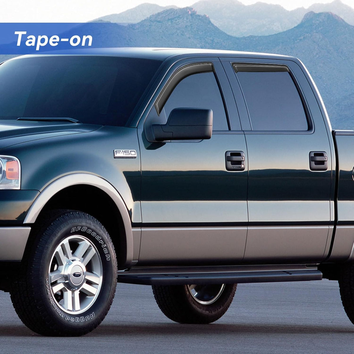 Window Visors Rain Guards for 2004 2005 2006 2007 2008 Ford F150 SuperCrew, Out-Channel Window Vent Wind Deflectors Visors Shades for 06 07 08 Lincoln Mark LT