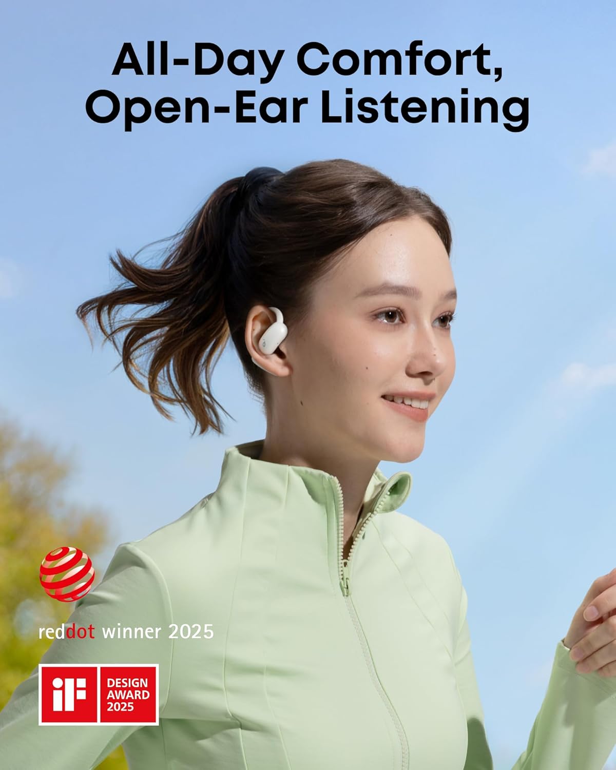 soundcore AeroFit 2 by Anker, Open-Ear Headphones, Translation Earbuds Real Time, 4 Adjustable Positions for Every Ear Size, 2x Richer Bass, Hi-Res, 42H Playtime, IP55,AI Clear Calls,Wireless Charging