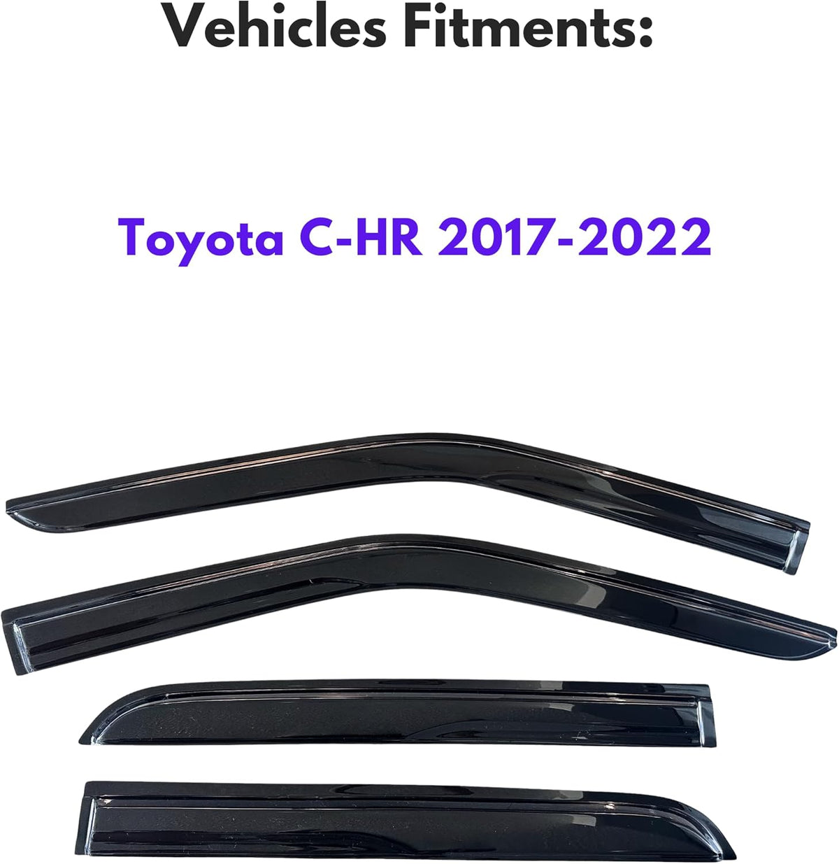 KPY Window Visor Compatible with Toyota C-HR (CHR) 2017-2022, 4PC Rain Guard Side Window Vent Deflectors Tape-On Mugen Style, 2017 2018 2019 2020 2021 2022