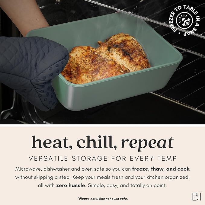 Ceramic Coated Glass Food Storage Containers | No PTFE, PFOA, PFAS, and BPA | Reusable Non Toxic Meal Prep Containers with Glass Lids | Easy To Store | 10 Piece Set [Willow]