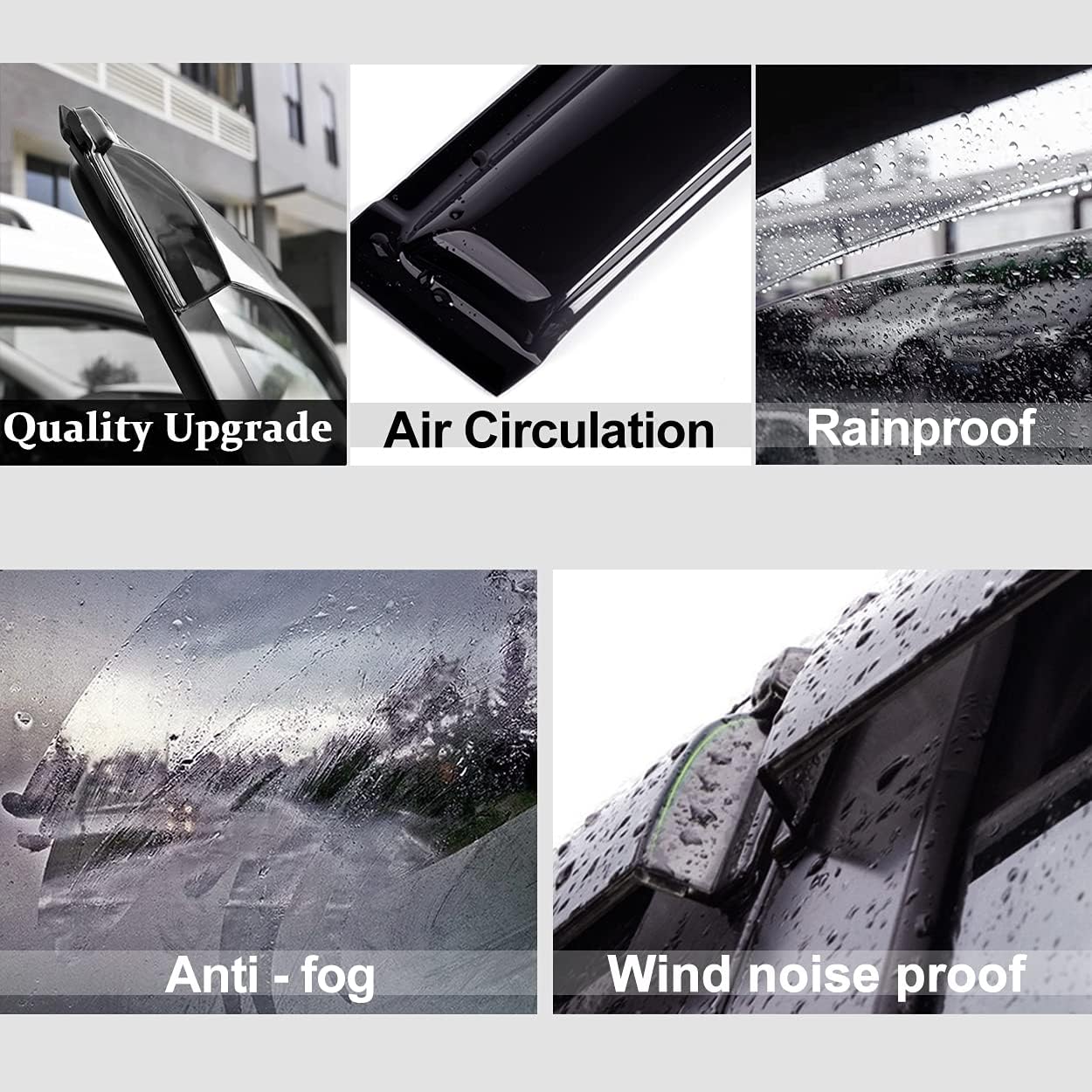 92054 Side Window Wind Vent Deflectors fit for 1997-2006 Jeep Wrangler (TJ) 2-Door,2pcs Outside Mount Style Sun Rain Guards Set,Dark Smoke Nice Looking Window Visor