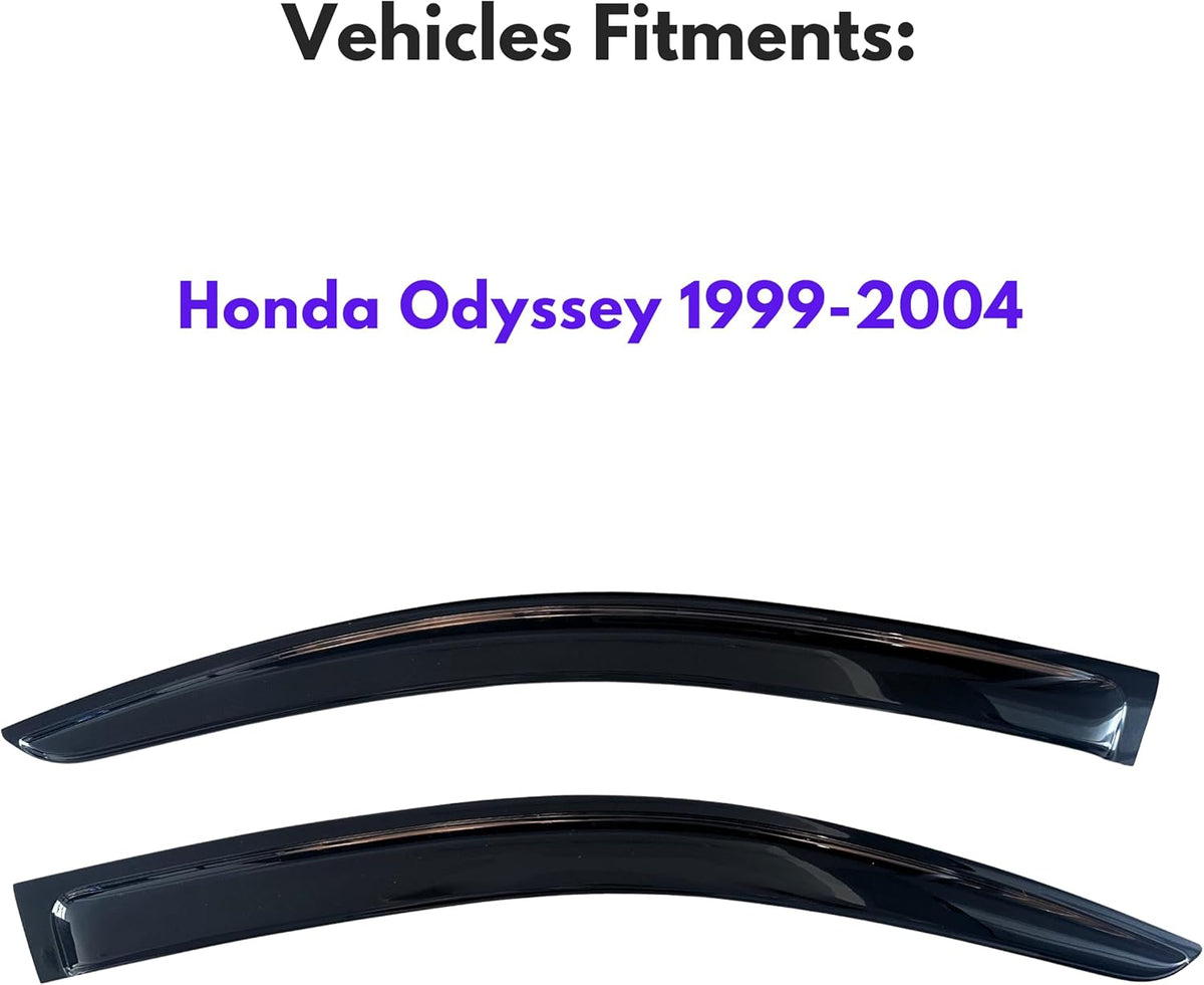 KPY Window Visor Compatible with Honda Odyssey 1999-2004, 2PC Rain Guard Side Window Vent Deflectors Tape-On Style, 1999 2000 2001 2002 2003 2004