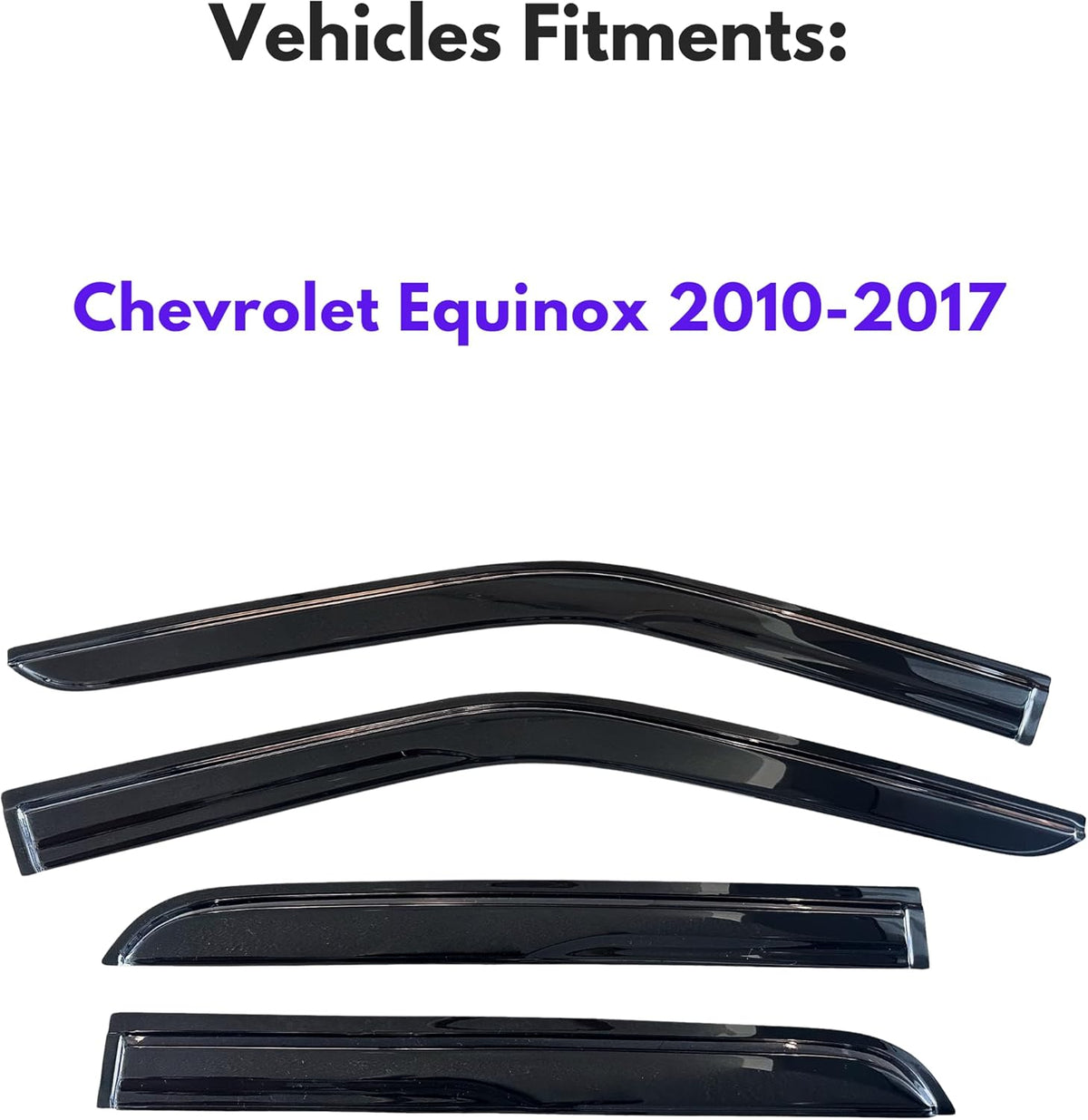 KPY Window Visor Compatible with Chevrolet Chevy Equinox 2010-2017, 4PC Rain Guard Side Window Vent Deflectors Tape-On Mugen Style, 2010 2011 2012 2013 2014 2015 2016 2017