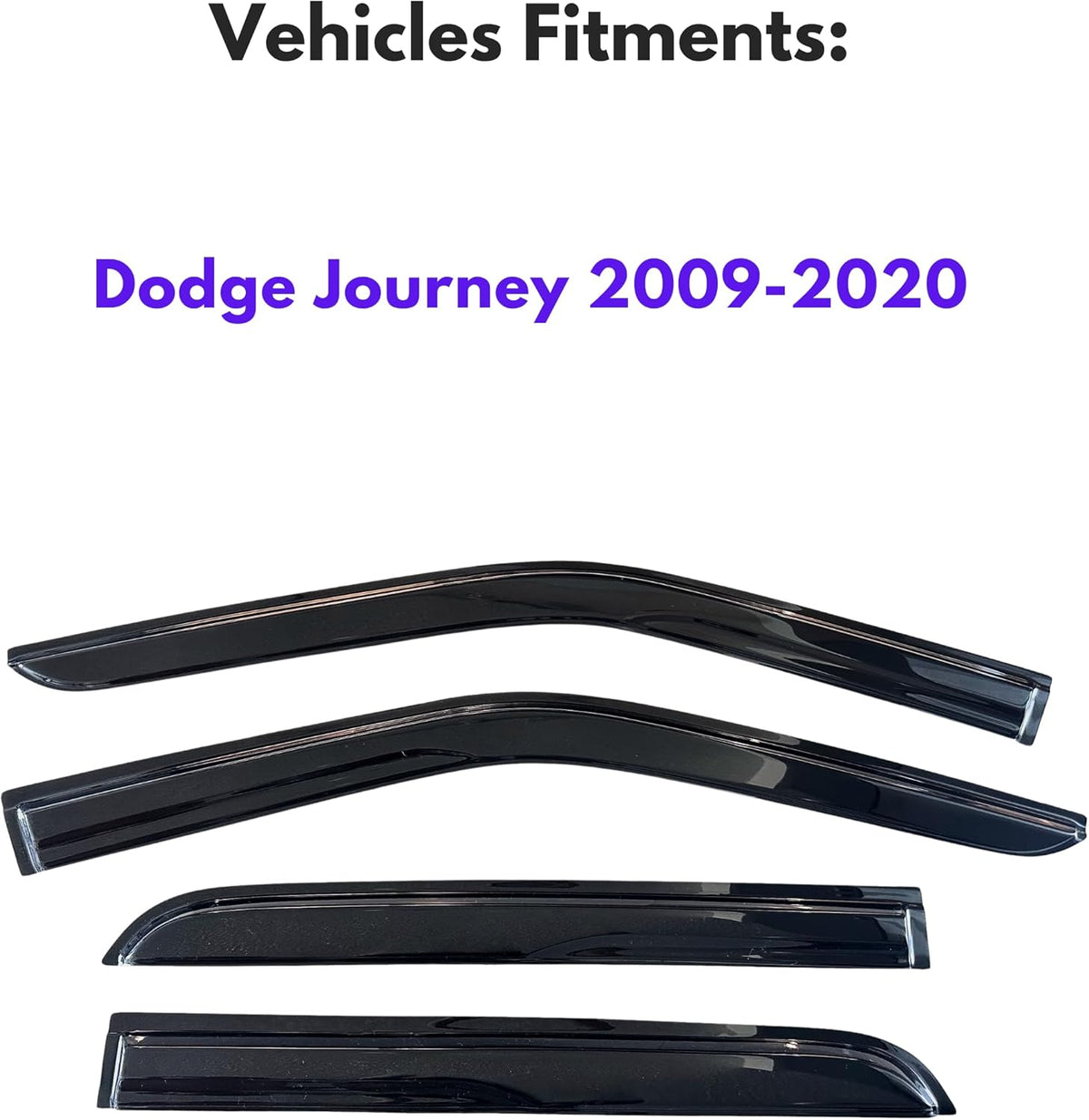 KPY Window Visor Compatible with Dodge Journey 2009-2020, 4PC Rain Guard Side Window Vent Deflectors Tape-On Mugen Style, 2009 2010 2011 2012 2013 2014 2015 2016 2017 2018 2019 2020