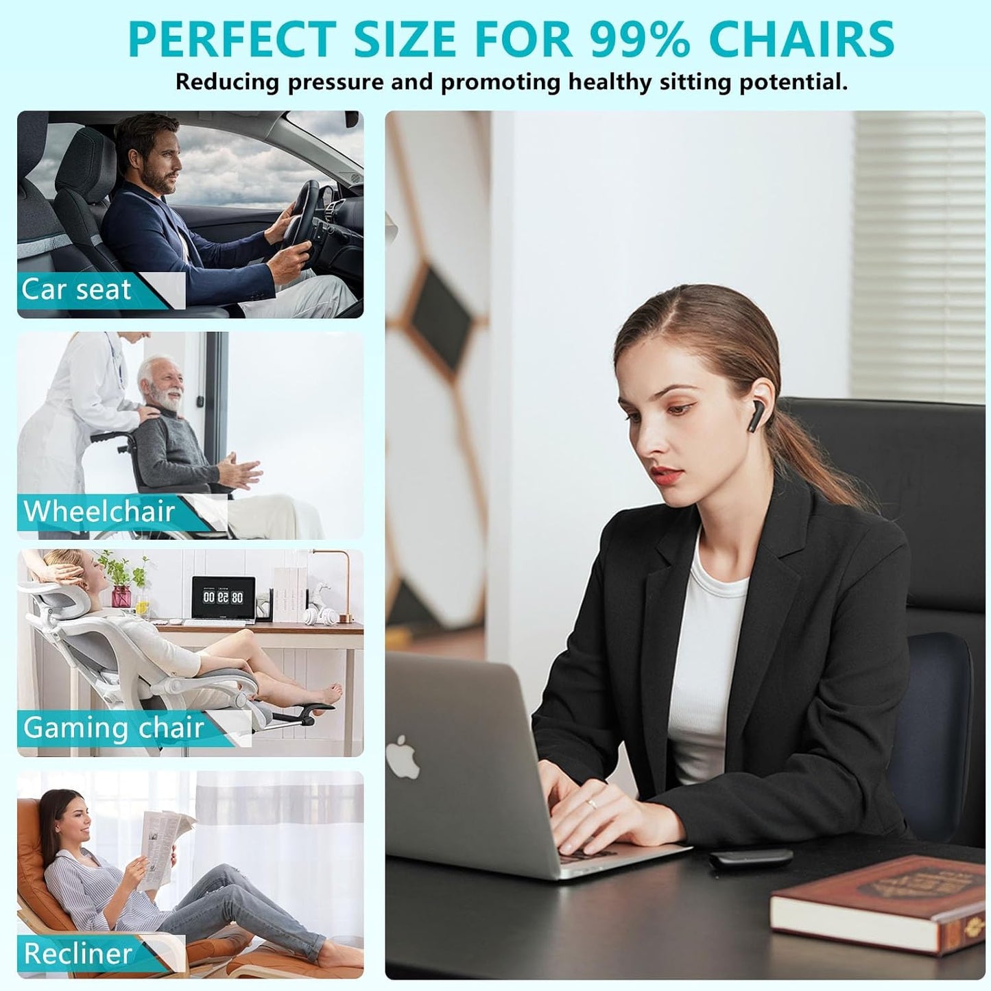 FLORICH Lumbar Support with Car headrest Back Pillow for Chair Headrest Pillow with Gel Memory Foam Massage Point Lumbar Support(Black)