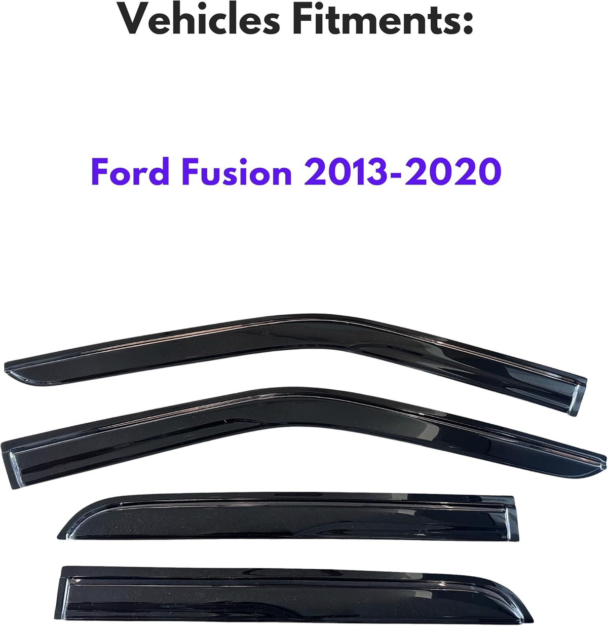 KPY Window Visor Compatible with Ford Fusion 2013-2020, 4PC Rain Guard Side Window Vent Deflectors Tape-On Mugen Style, 2013 2014 2015 2016 2017 2018 2019 2020