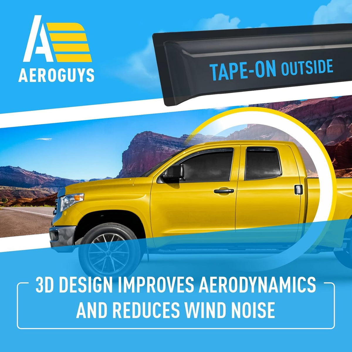 Extra Durable Window Deflectors Tape-On Window Visors Rain Guards Fit for Toyota Tundra 2007-2021 Double Cab, Sun Visors, Wind Vent for Shades, Exterior Car Accessories - 4pcs. AG0293