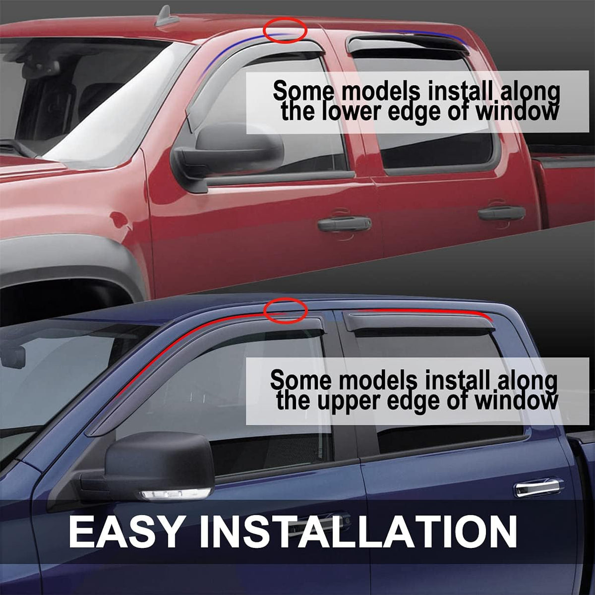 94376 Side Window Wind Deflector, 4pcs Outside Mount Style Tape-On Nice Rain Guards Set, Window Visor fit for 2015-2019 Subaru Outback