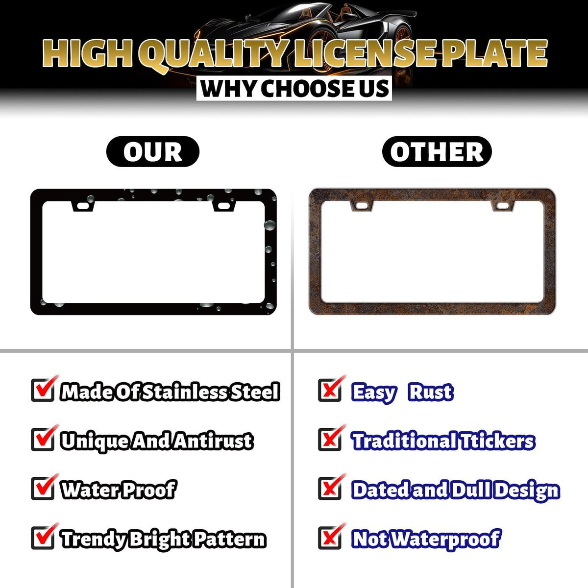 Snake Skin Print License Plate Frame Brown Animal Texture License Plate Holder Funny License Plate for Car Decoration Stainless Steel Snakes Car Accessory with Screws Men Women 12.3" x 6.3"