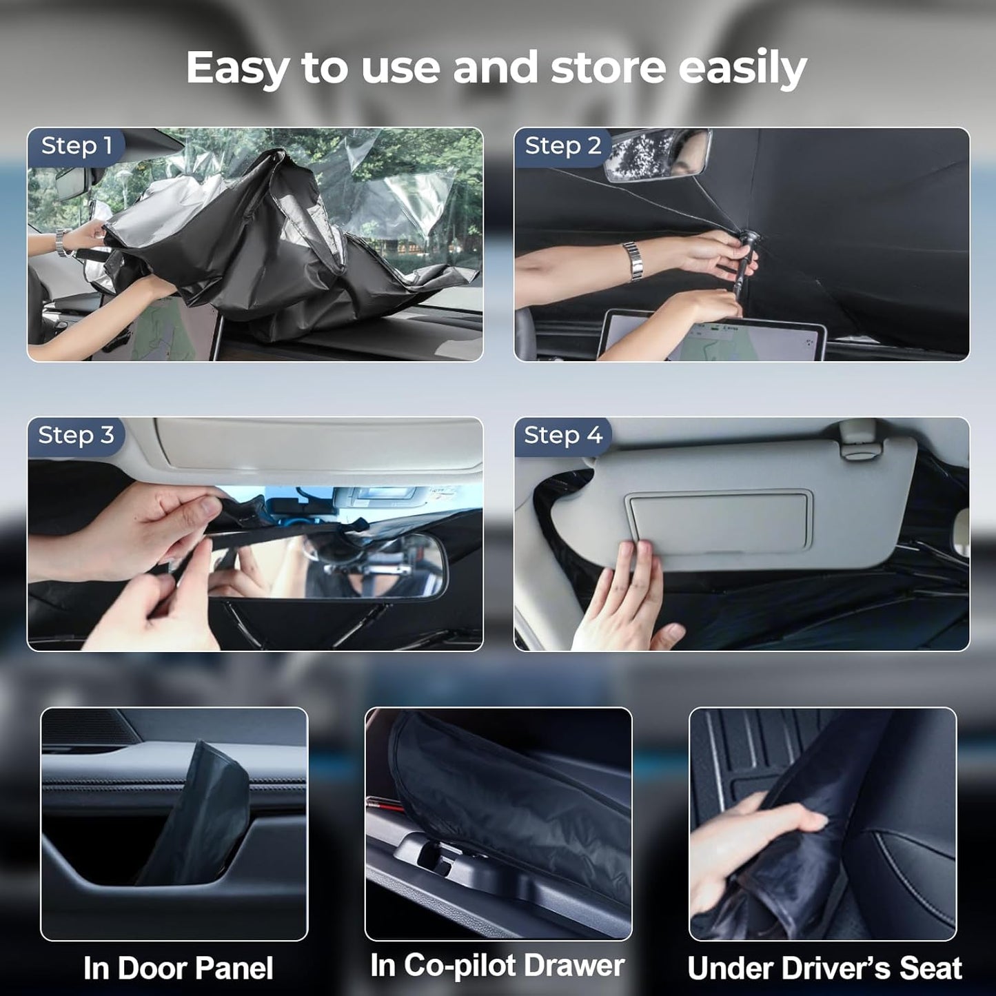 Windshield Sun Shade Umbrella: for Toyota RAV4-2013-2018 - Front Car Window Shades - Double Thickened Foldable Sunshades Block UV Keep Cool