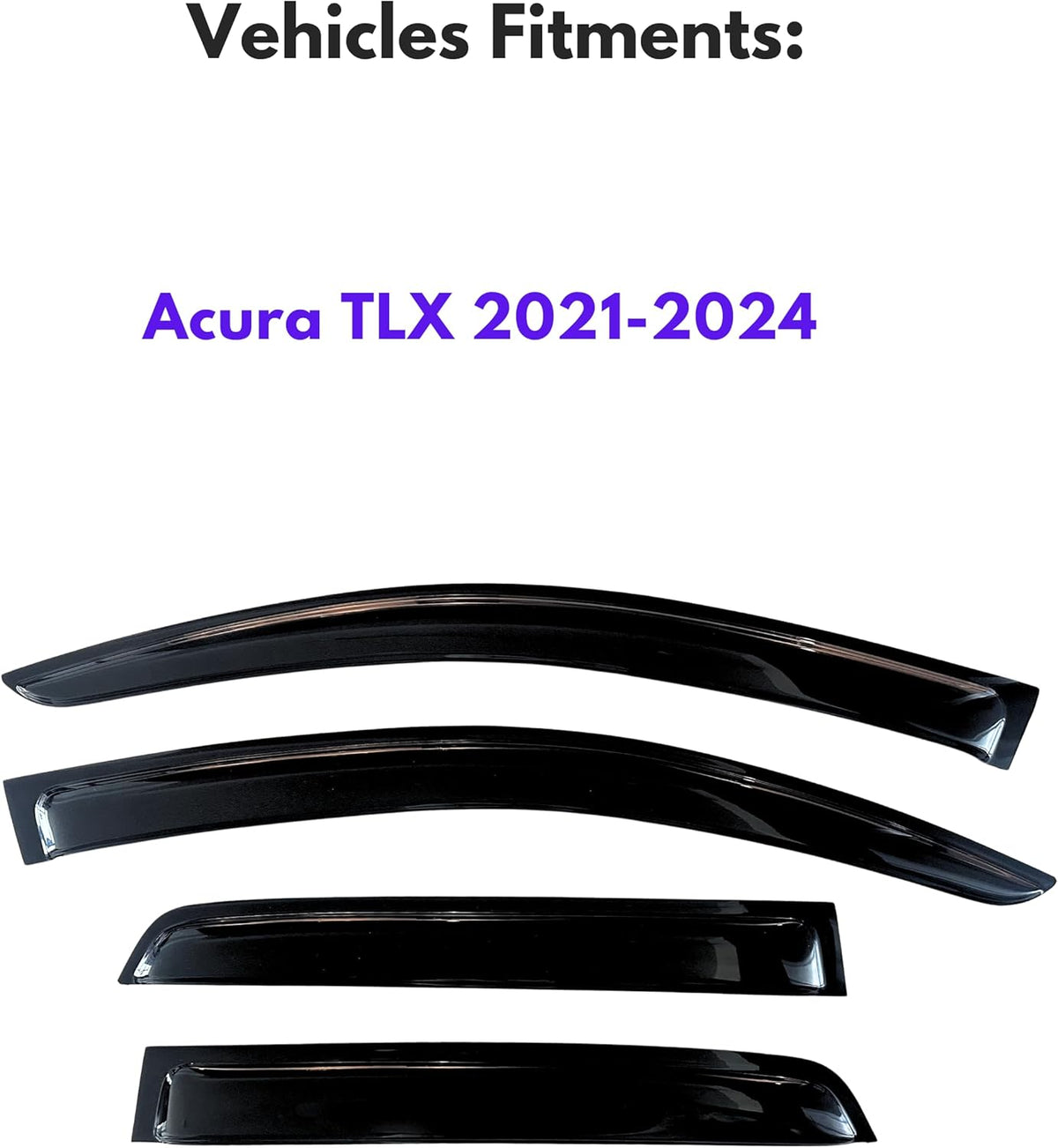 KPY Window Visor Compatible with Acura TLX 2021-2024, 4PC Rain Guard Side Window Vent Deflectors Tape-On Style, 2021 2022 2023 2024