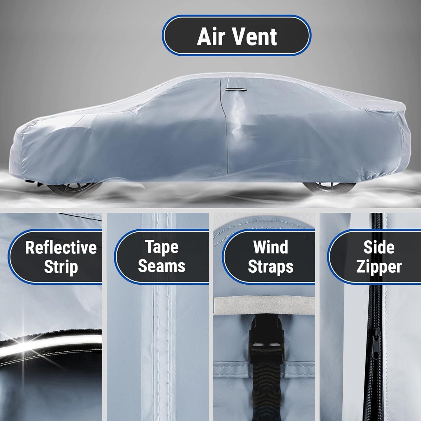 iCarCover Premium Car Cover for 1971-1976 Chevy Caprice 2-Door, 4-Door Heavy Duty Waterproof All-Weather Automobiles Custom Fit Indoor Outdoor UV Snow Protection Covers with Straps and Bag