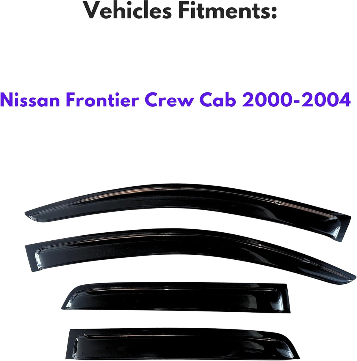 KPY Window Visor Compatible with Nissan Frontier Crew Cab 2000-2004, 4PC Rain Guard Side Window Vent Deflectors Tape-On Style, 2000 2001 2002 2003 2004