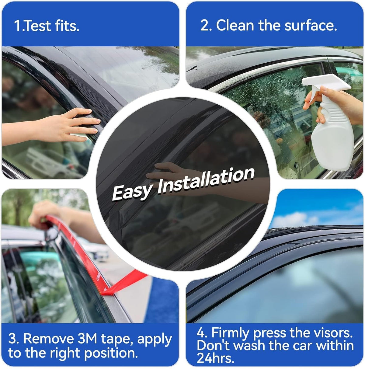 Window Visors Rain Guards for 2002-2008 Dodge Ram 1500 Quad Cab/Extended Cab, Window Vent Wind Deflectors Visors Shades for 03-09 Dodge Ram 2500 3500 Extended Cab