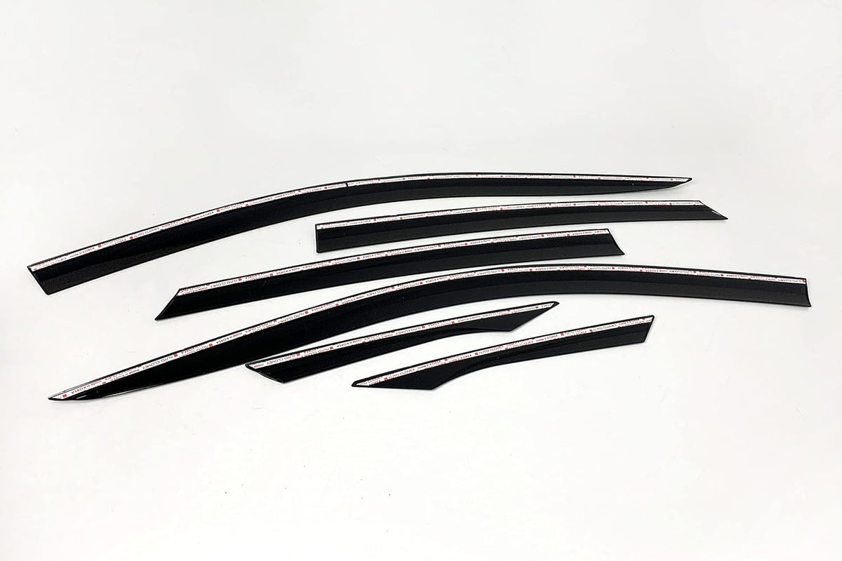 AUTOCLOVER Tape-On Rain Guards Window Visors 6 Pcs Set for Honda Civic Sedan 4dr 2016 2017 2018 2019 2020 2021 / Window Deflectors, Out-Channel Vent Shades (Smoked)
