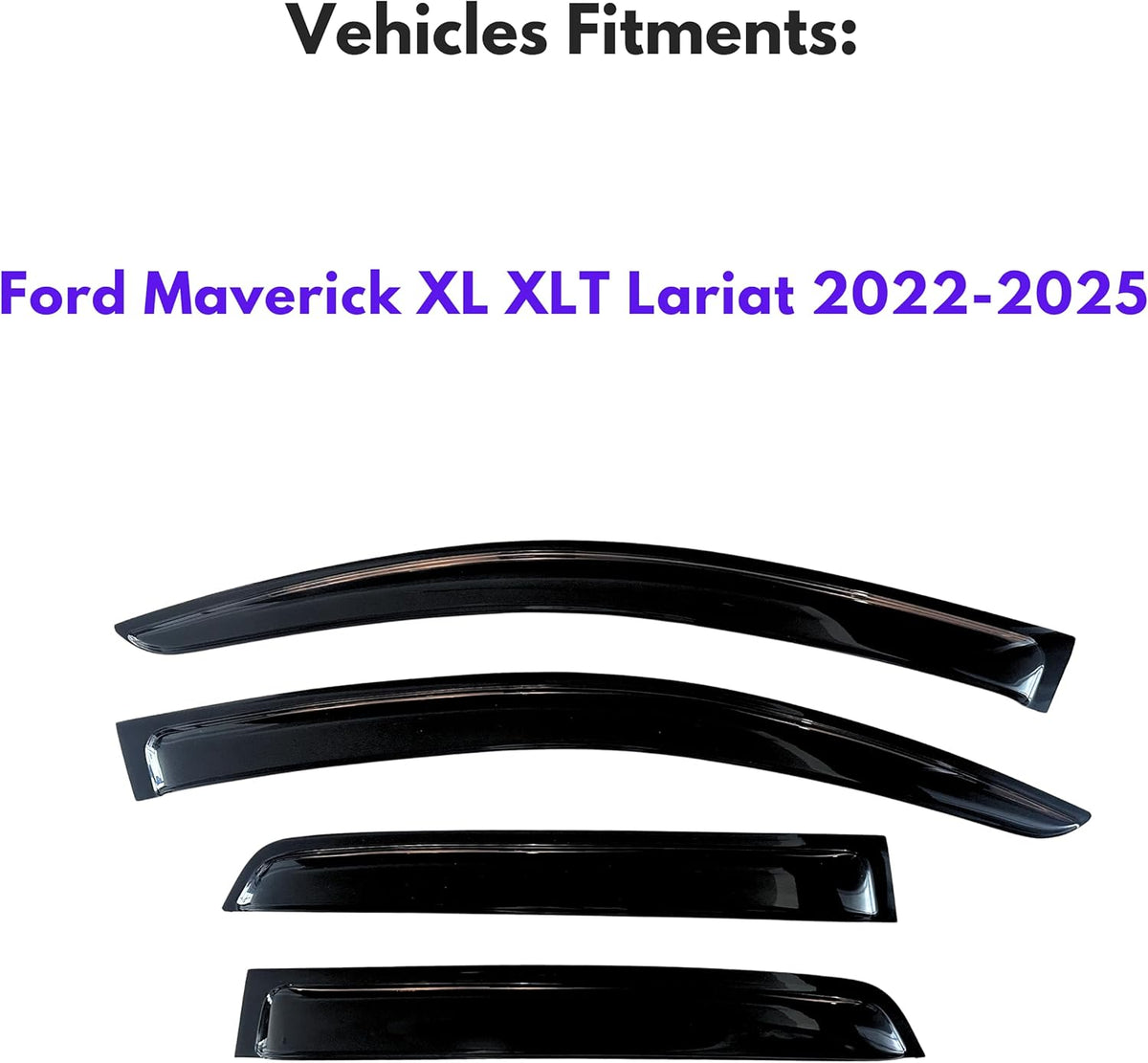 KPY Window Visor Compatible with Ford Maverick XL XLT Lariat 2022-2025, 4PC Rain Guard Side Window Vent Deflectors Tape-On Style, 2022 2023 2024 2025