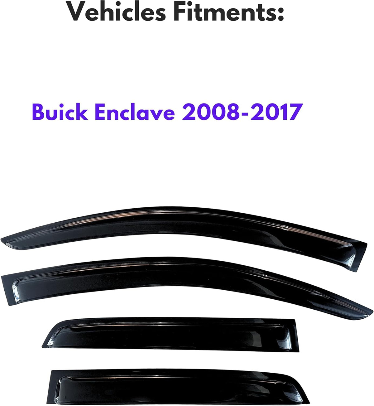 KPY Window Visors Compatible with Buick Enclave 2008-2017, 4PC Rain Guard Side Vent Deflectors Tape-On Style, 2008 2009 2010 2011 2012 2013 2014 2015 2016 2017