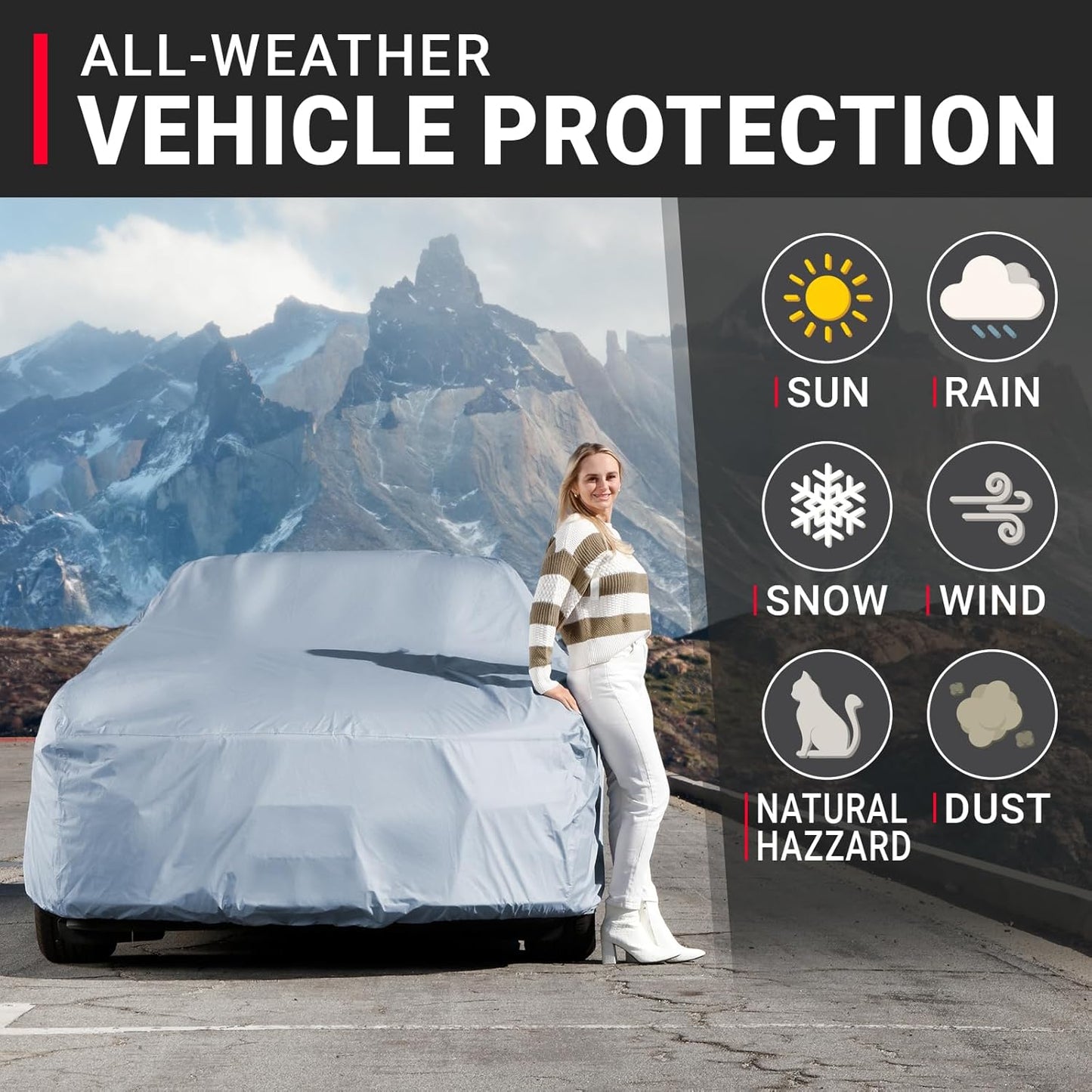 iCarCover Premium Car Cover for 2003-2006 Chevy SSR Heavy Duty Waterproof All Weather Automobiles Custom Fit Indoor Outdoor UV Snow Protection Covers with Straps and Bag